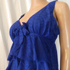 SIMPLY FIT PLUS SZ 2X 3X BLUE LACE TIERED 2 PIECE TANKINI SWIMSUIT NWT